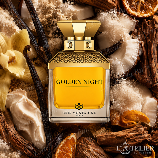 Golden Night Gris Montaigne – extrait vanillé coco poudrée musc bois agrumes – 100ml