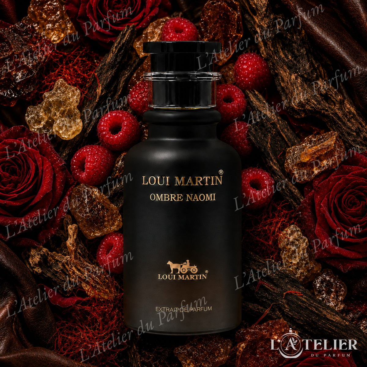 Ombre Naomi Loui Martin – extrait oriental boisé framboise safran benjoin oud rose bois fumé encens ambre cuir – 100ml 35€