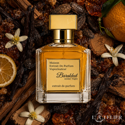 Barakkat Amber Night Gulf Fragrance – extrait ambré ciste bigarade benjoin vanille tonka cèdre – 100ml