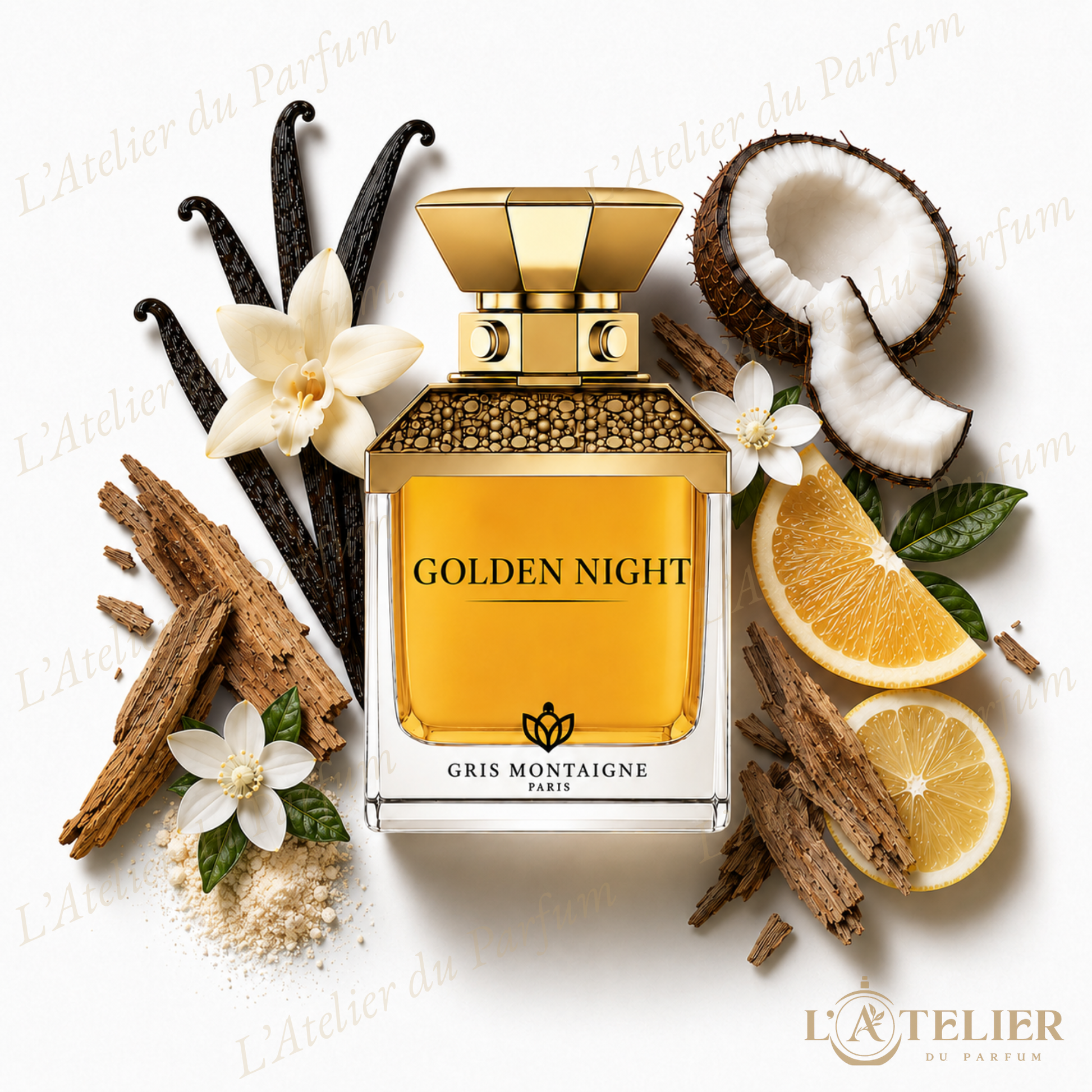 Golden Night Gris Montaigne – Extrait de Parfum Unisexe 100ml – flacon vue de face