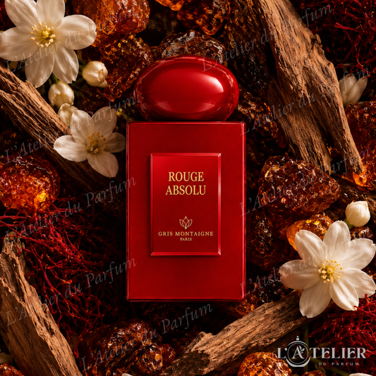 Rouge Absolu Gris Montaigne – extrait boisé ambré jasmin safran cèdre ambre gris – 75ml