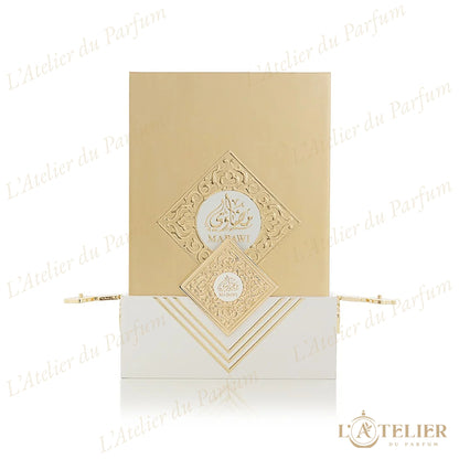Madawi White Arabian Oud – notes coco muguet musc ambre – vue packaging 100ml