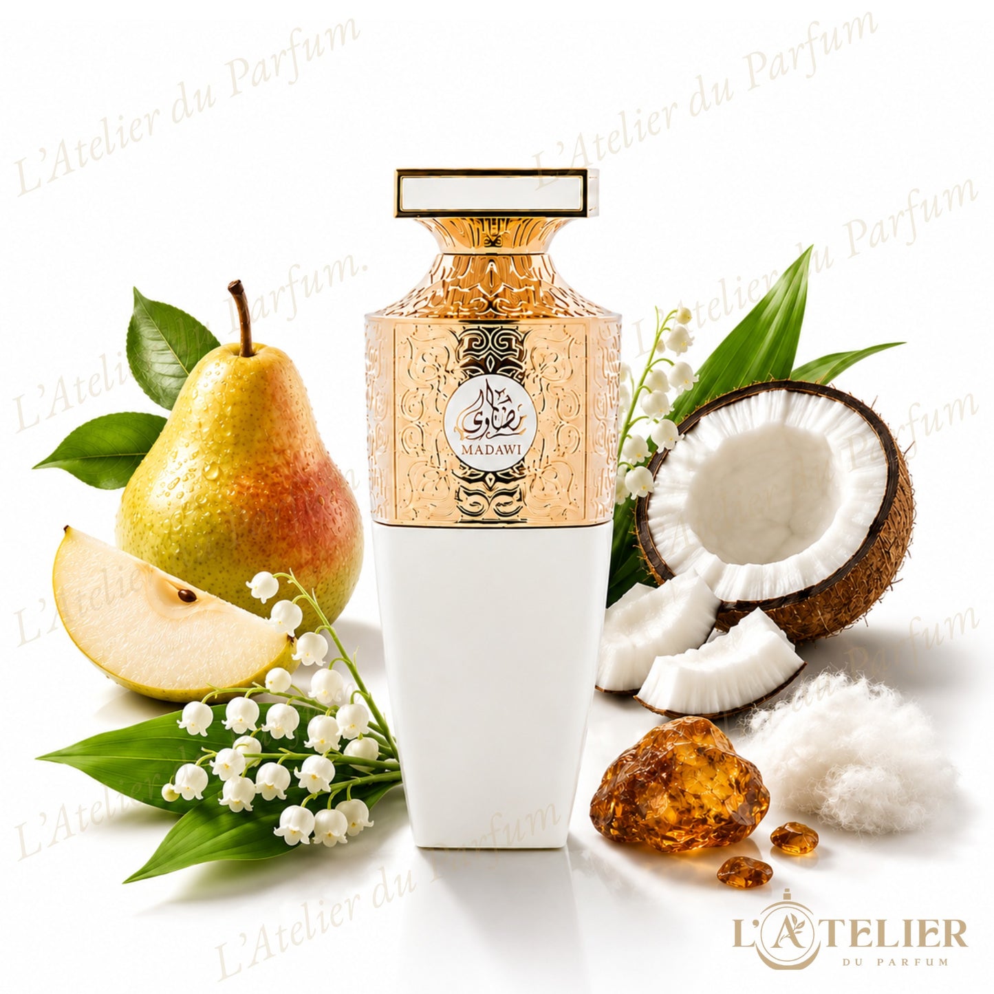 Madawi White Arabian Oud – Eau de Parfum Unisexe 100ml – flacon vue de face 