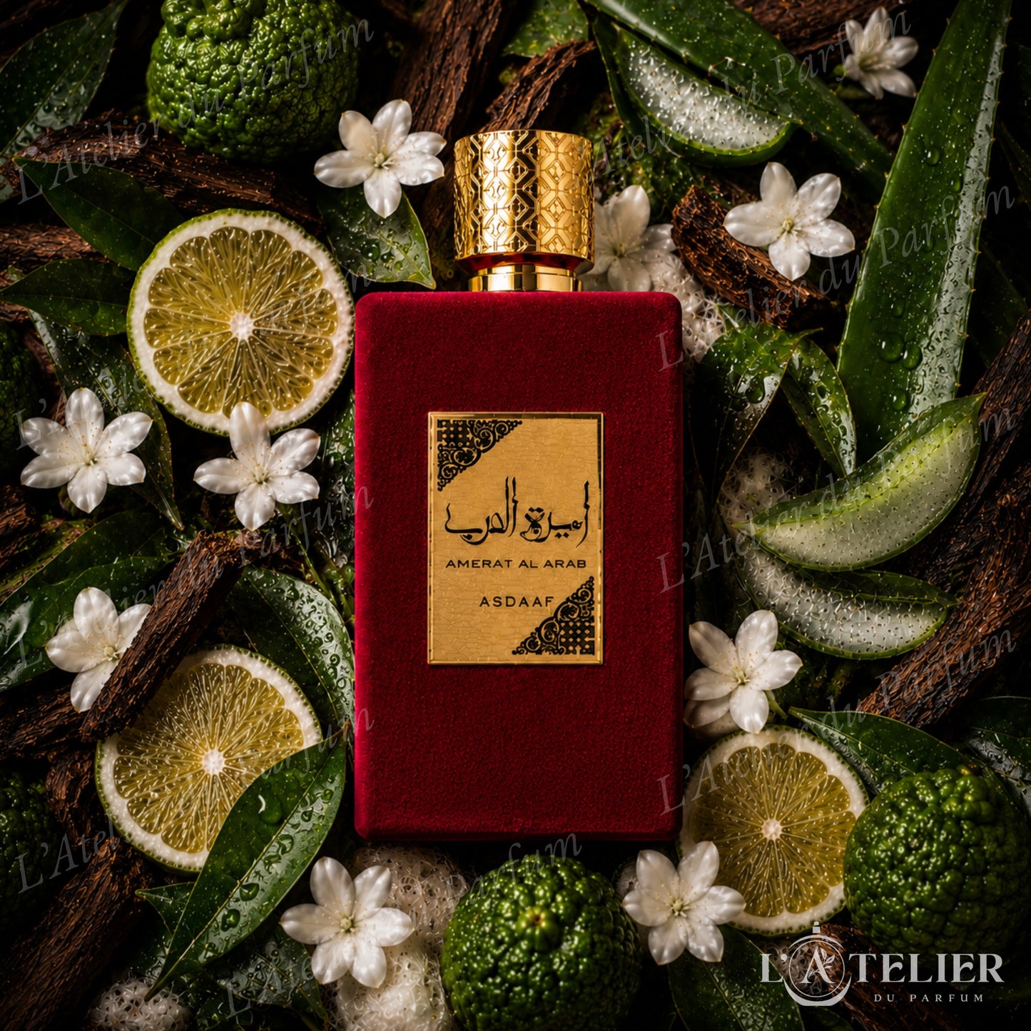 Ameerat Al Arab Asdaaf – EDP oriental bergamote agrumes musc blanc aloé vera jasmin oud boisé – 100ml