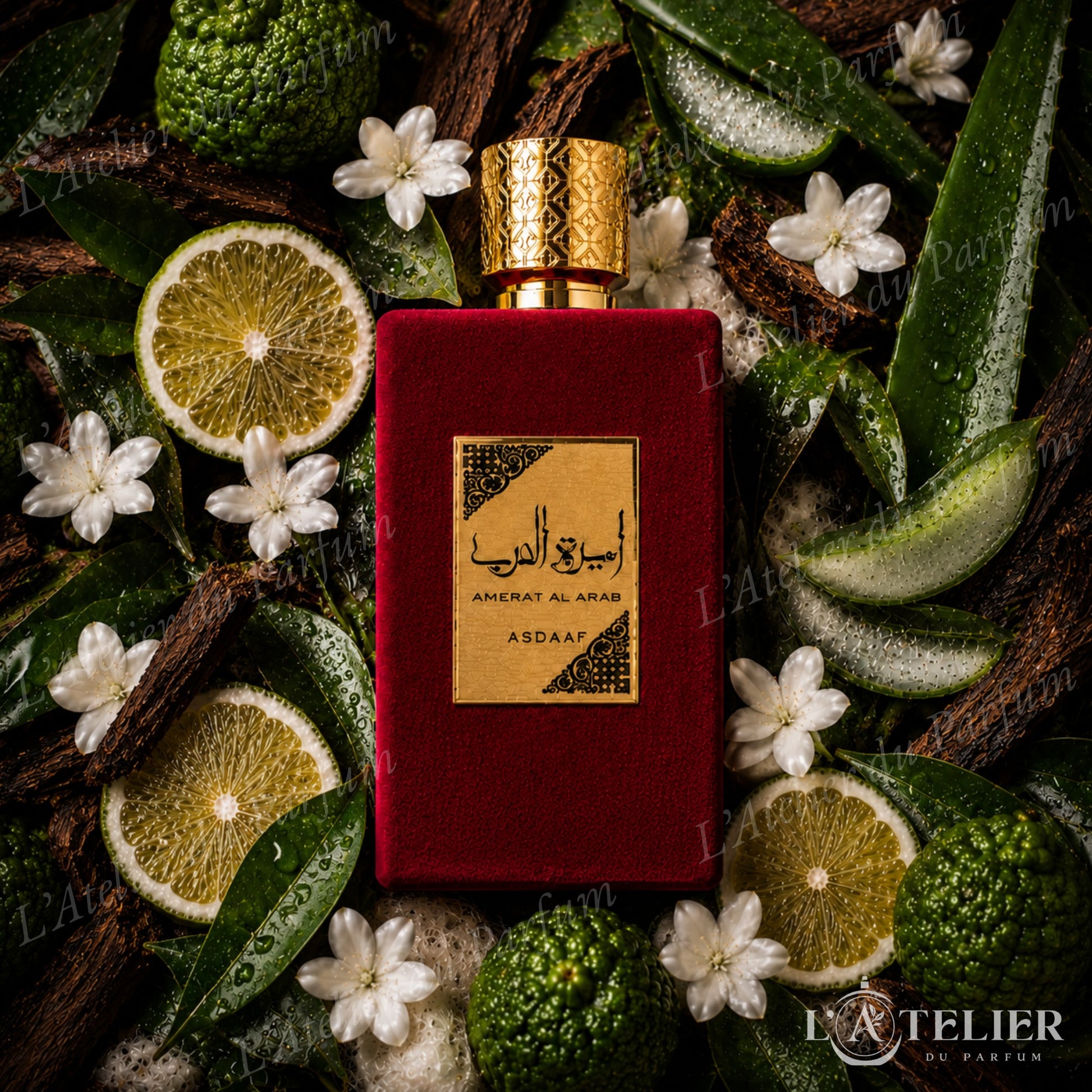 Ameerat Al Arab Asdaaf – EDP oriental bergamote agrumes musc blanc aloé vera jasmin oud boisé – 100ml