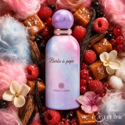 Barbe à Papa Dubaï Flower – extrait gourmand barbe à papa fruits rouges framboise vanille caramel – 100ml