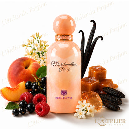 Marshmallow Peach Dubaï Flower – Extrait de Parfum Femme 100ml – flacon vue de face