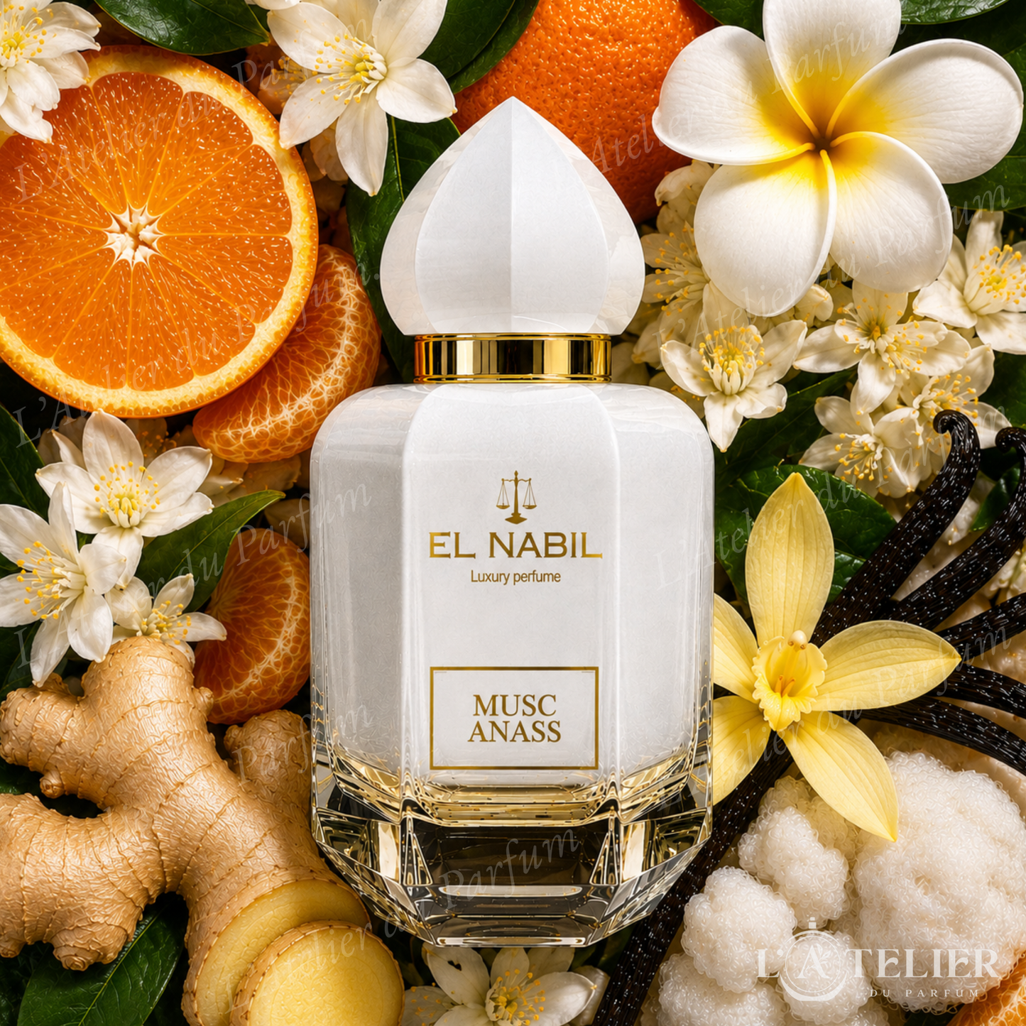 Musc Anass El Nabil – EDP agrumes floral orange mandarine jasmin tiaré gingembre musc vanille – 65ml
