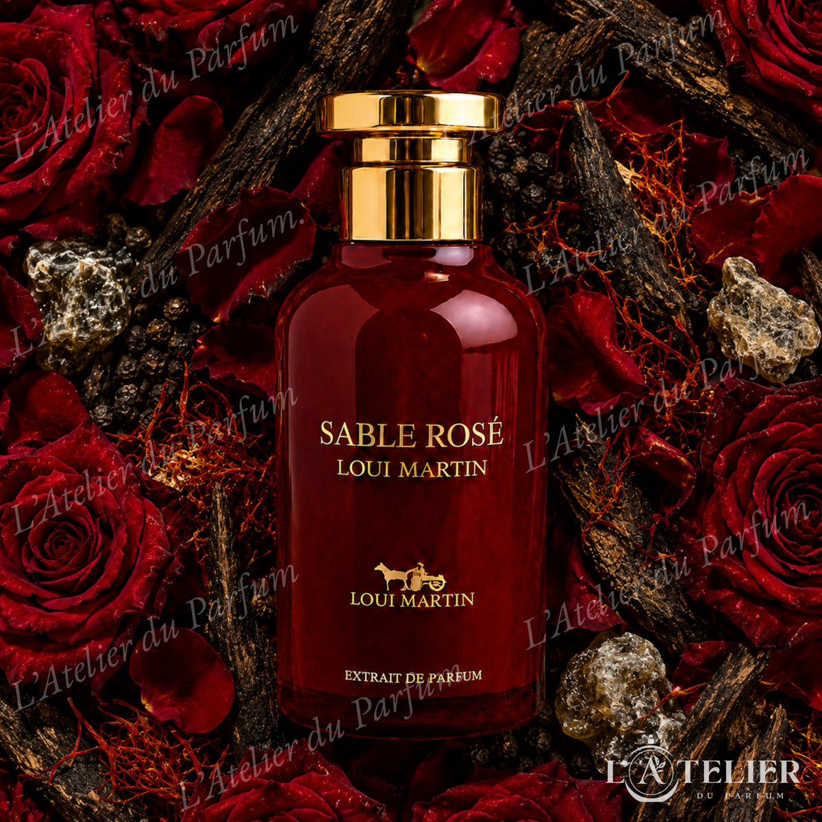 Sable Rose Loui Martin – extrait oriental boisé rose safran oud poivre noir bois d'agar ambre gris – 100ml 35€