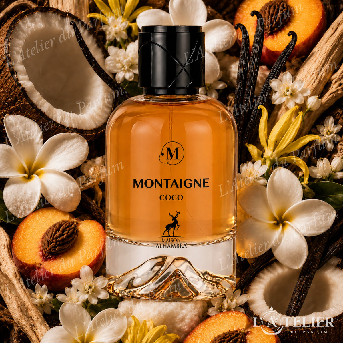 Montaigne Coco Maison Alhambra – EDP unisexe floral exotique noix de coco pêche tiaré ylang-ylang jasmin vanille musc – 100ml 35€