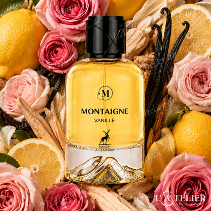 Montaigne Vanille Maison Alhambra – EDP unisexe floral vanillé citron rose de Turquie vanille musc blanc cèdre – 100ml 35€
