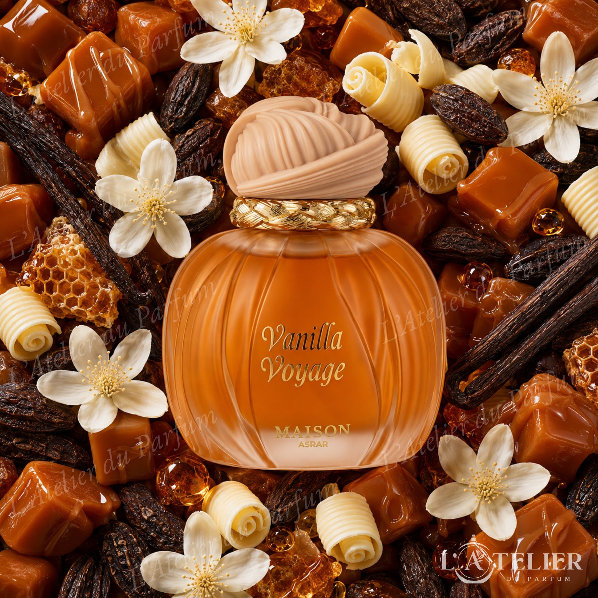 Vanilla Voyage Maison Asrar – EDP gourmand oriental caramel beurre jasmin tonka miel vanille musc ambre – 100ml 40€