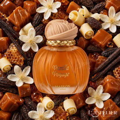 Vanilla Voyage Maison Asrar – EDP gourmand oriental caramel beurre jasmin tonka miel vanille musc ambre – 100ml 40€