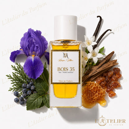 Bois 35 Maison Bellori – Élixir de Parfum Unisexe 35% 50ml – flacon vue de face