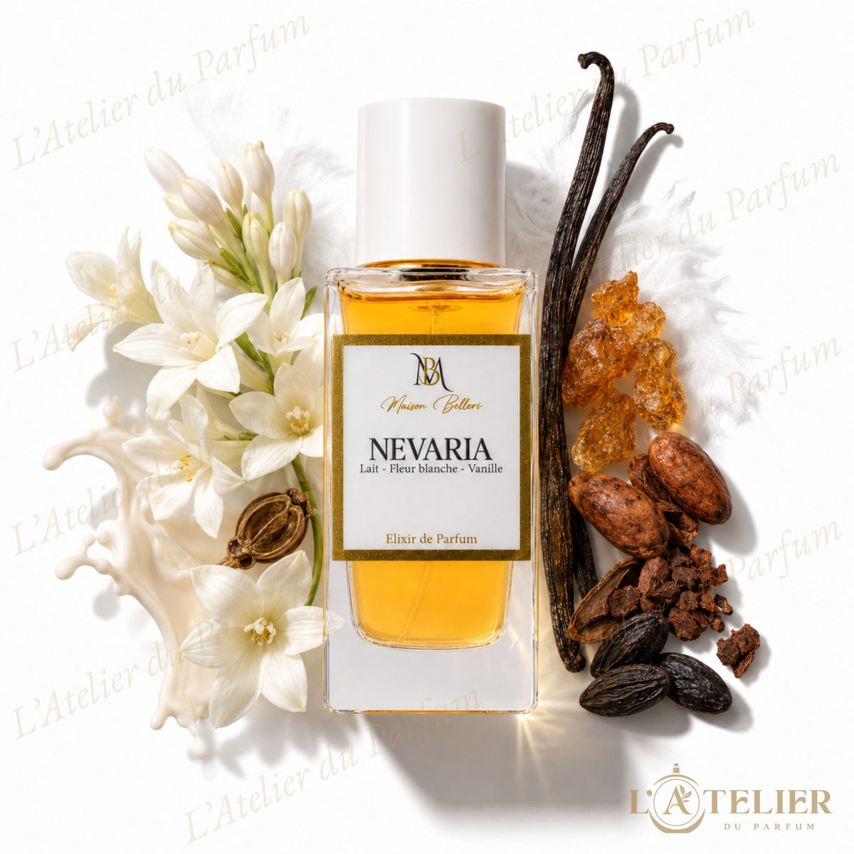 Nevaria Maison Bellori – Élixir de Parfum Unisexe 35% 50ml – flacon vue de face