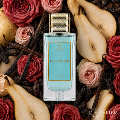 Fragamour Maison Fragranza – extrait floral fruité poire blanche rose de Damas vanille bourbon fève de tonka – 100ml