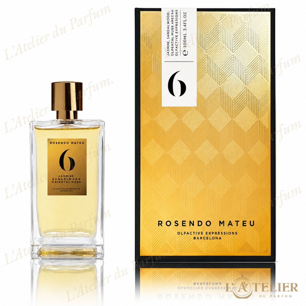 Rosendo Mateu N°6 – Eau de Parfum Unisexe 100ml – flacon et coffret doré Olfactive Expressions Barcelona