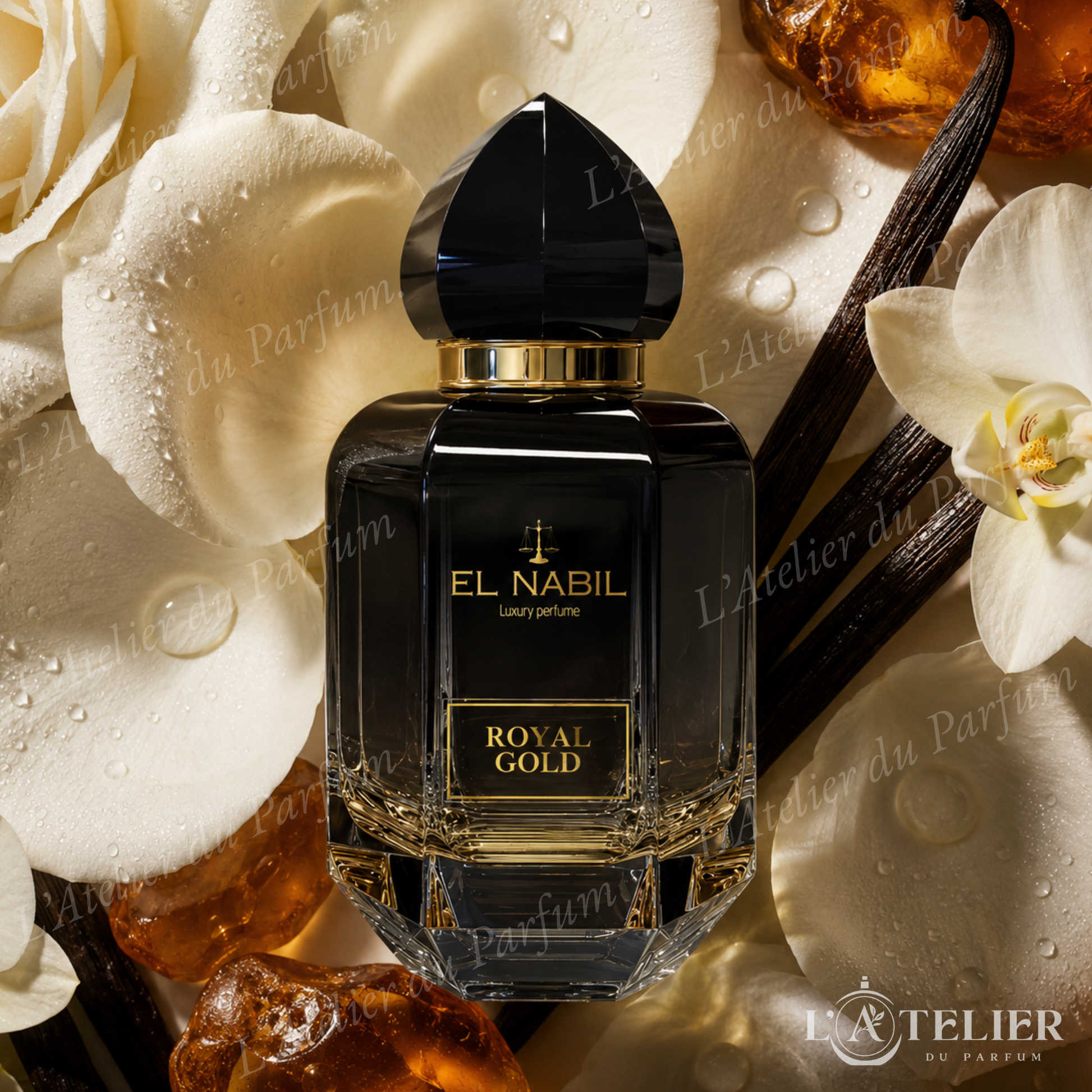 Royal Gold El Nabil – EDP floral ambré jasmin vanille rose ambre gris musc – 65ml